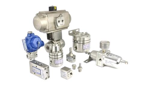 ball valve with pneumatic actuator and a selection of pneumatic automation products