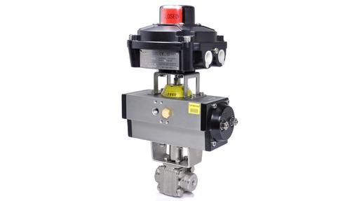 high pressure ball valve with pneumatic spring return actuator and switchbox