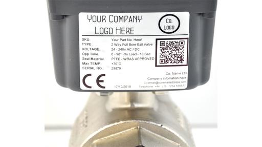Customised labels printed and fitted to your valve and instrument products